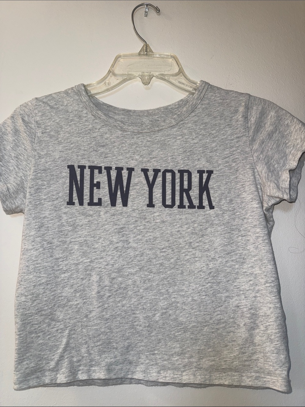 Hollister Gray Heather "NEW YORK" Graphic Tee with Navy Print